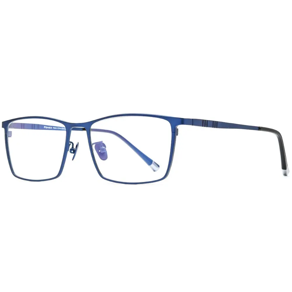 FONEX Titanium Glasses Frame for Men, Square Eyewear, Full Optical, F85641 (F85641 Blue) | Ultralight Titanium - view 5