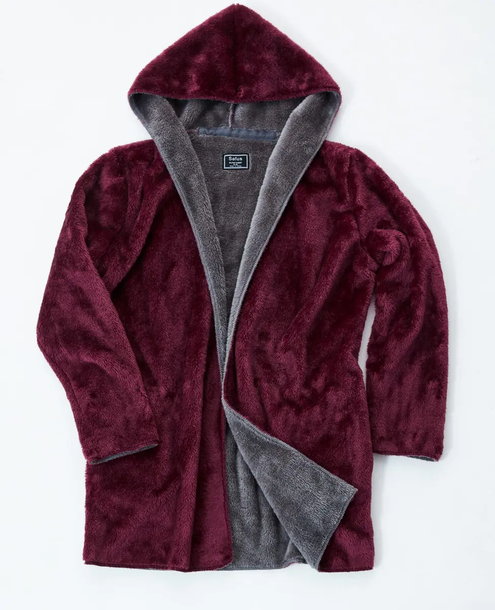 Safus Wearable Blanket Hoodie in Thick Fleece Jacket with Pocket - Burgundy - Large Size | Warm & Cozy for Adults - view 8