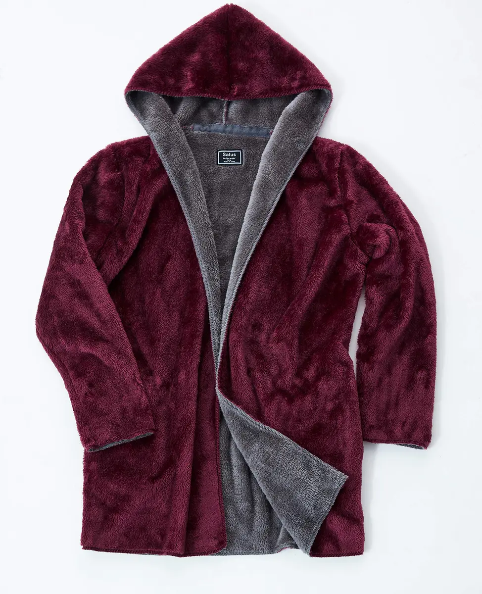 Safus Wearable Blanket Hoodie in Thick Fleece Jacket with Pocket - Burgundy - Large Size | Warm & Cozy for Adults - view 9