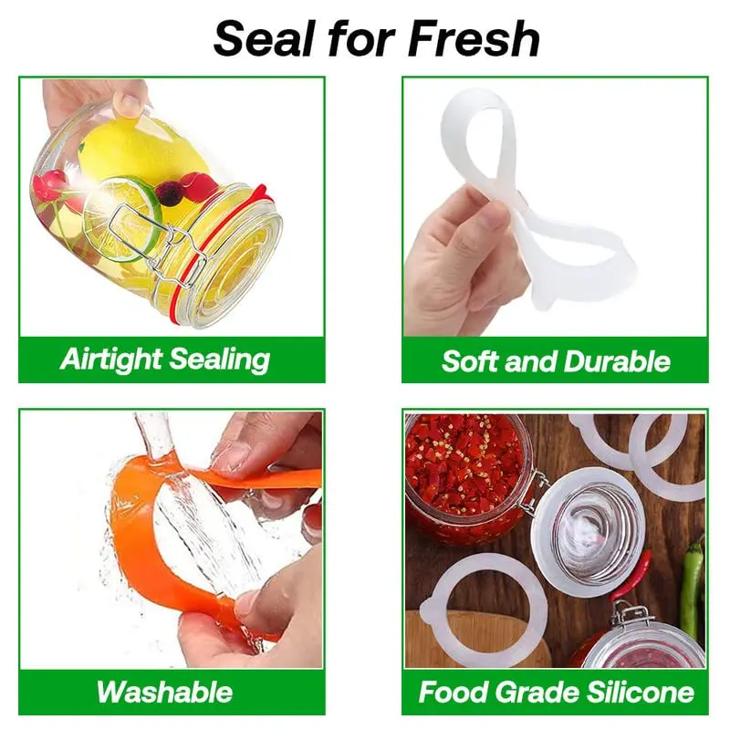 Gemhill Silicone Replacement Gasket 97mm | Leak-Proof Mason Jar Seal (97 mm, 10pcs) - view 5