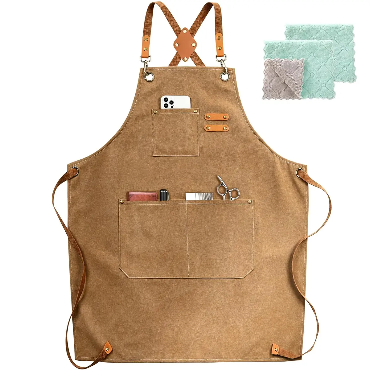 ZOMAO Cotton Canvas Cross Back Apron 1 Size | Durable & Adjustable for Kitchen & Work (70-120 chars) - main product image