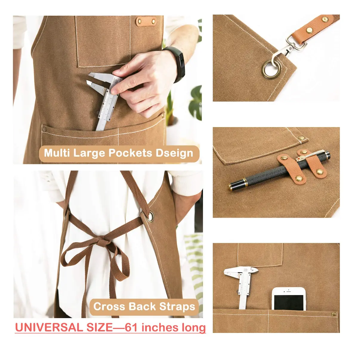 ZOMAO Cotton Canvas Cross Back Apron 1 Size | Durable & Adjustable for Kitchen & Work (70-120 chars) - view 5