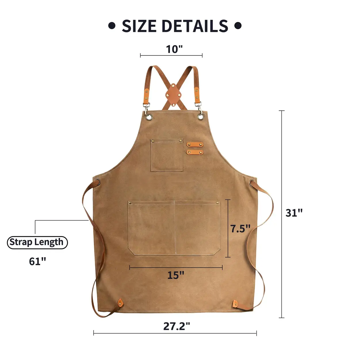 ZOMAO Cotton Canvas Cross Back Apron 1 Size | Durable & Adjustable for Kitchen & Work (70-120 chars) - view 6