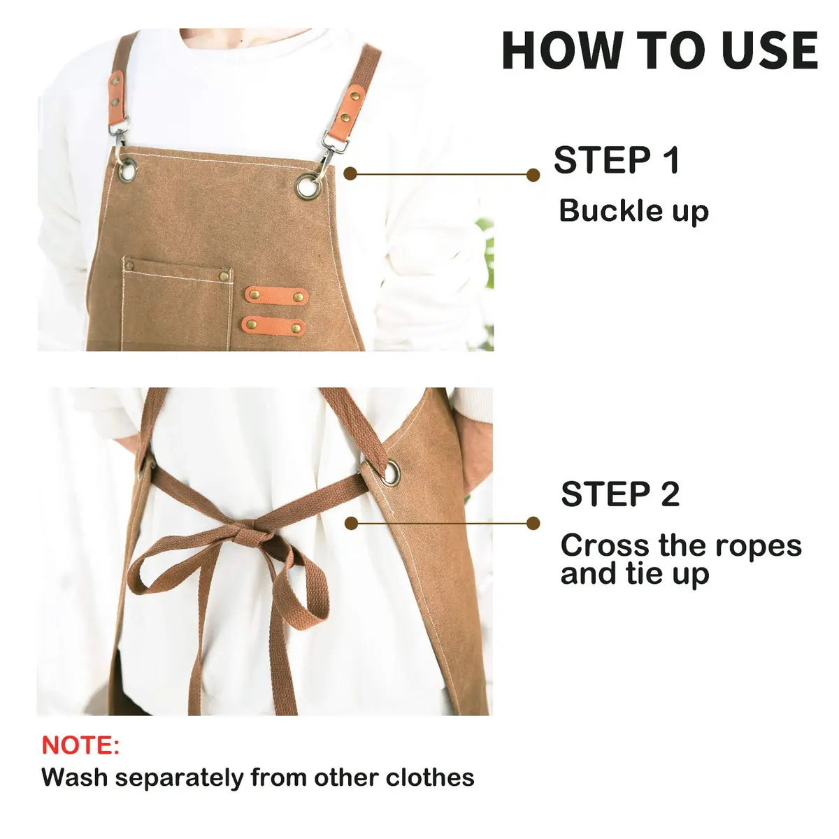 ZOMAO Cotton Canvas Cross Back Apron 1 Size | Durable & Adjustable for Kitchen & Work (70-120 chars) - view 7