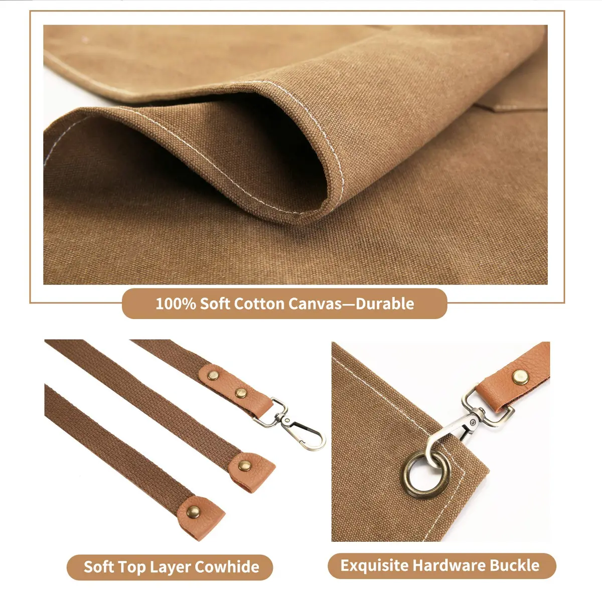ZOMAO Cotton Canvas Cross Back Apron 1 Size | Durable & Adjustable for Kitchen & Work (70-120 chars) - view 4