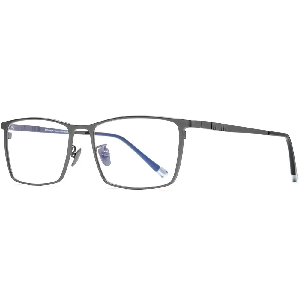 FONEX Titanium Square Eyeglass Frames for Men, 67mm Lens Width (2.64 in) | Ultralight Pure Titanium (IP Plating) - view 5