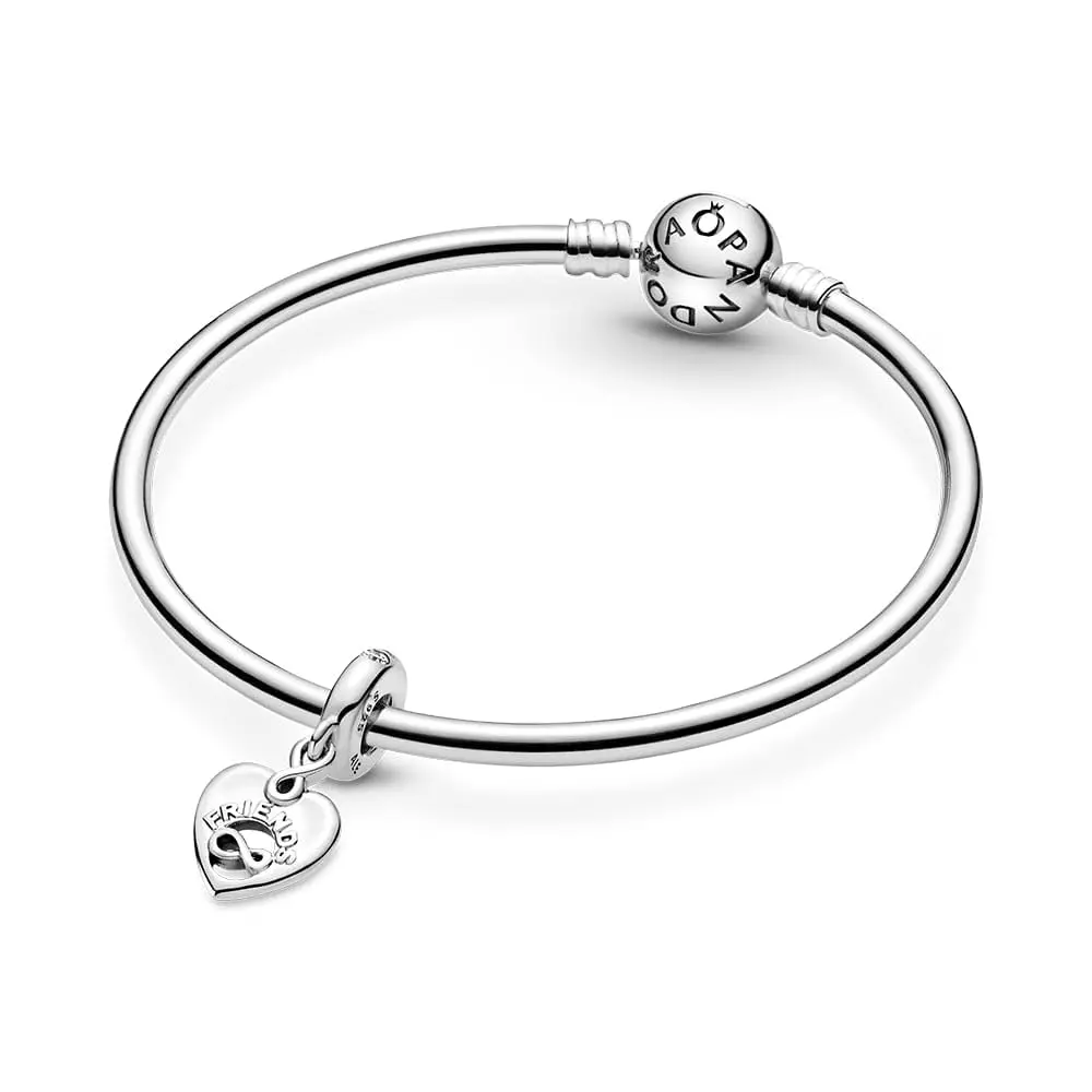 PANDORA Friends Forever Heart Dangle Charm | Sterling Silver Friendship Jewelry (70-120 chars) - view 5