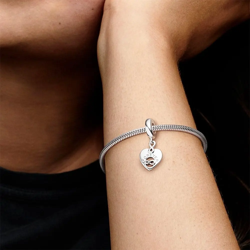PANDORA Friends Forever Heart Dangle Charm | Sterling Silver Friendship Jewelry (70-120 chars) - view 7
