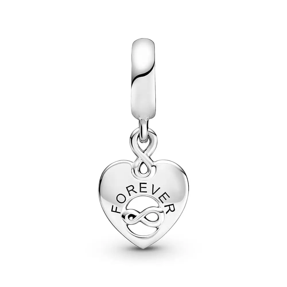 PANDORA Friends Forever Heart Dangle Charm | Sterling Silver Friendship Jewelry (70-120 chars) - view 2