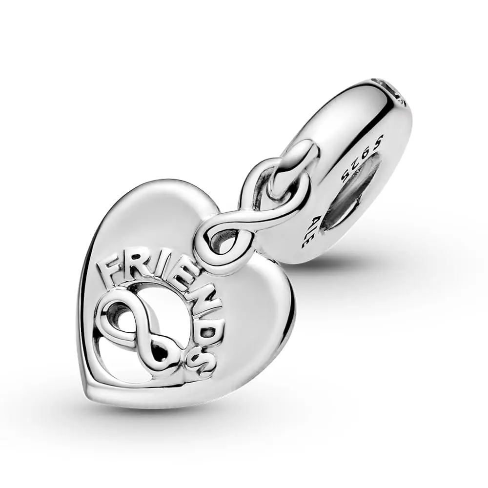PANDORA Friends Forever Heart Dangle Charm | Sterling Silver Friendship Jewelry (70-120 chars) - view 4