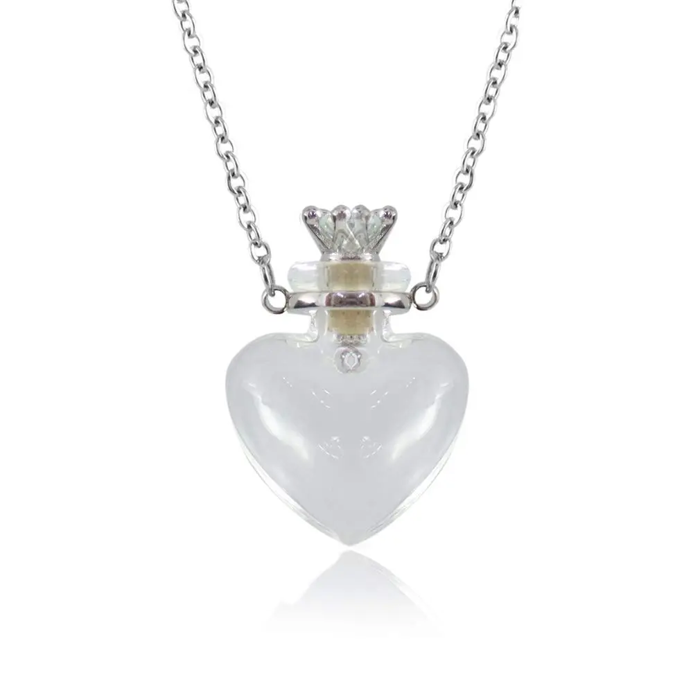 IVYRISE Clear Heart Vial Necklace 60cm (23.6in) | Memorial Keepsake Pendant for Liquids or Dry Items - main product image
