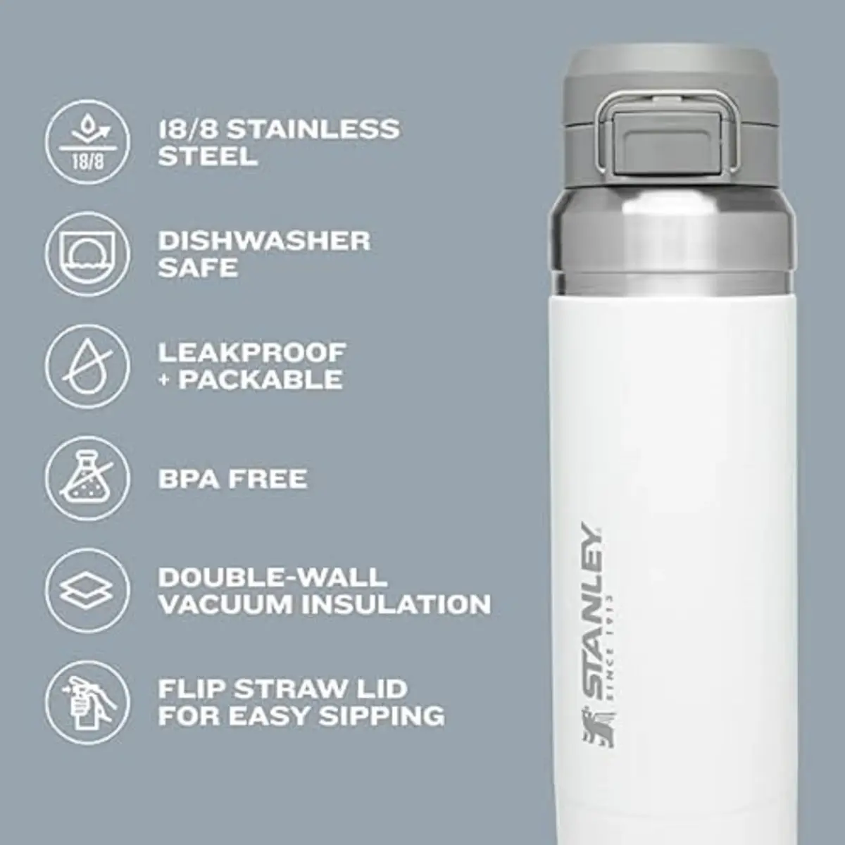 Stanley Quick Flip GO Water Bottle 24 oz (710ml) | Push Button Lid | Leakproof & Packable - view 4