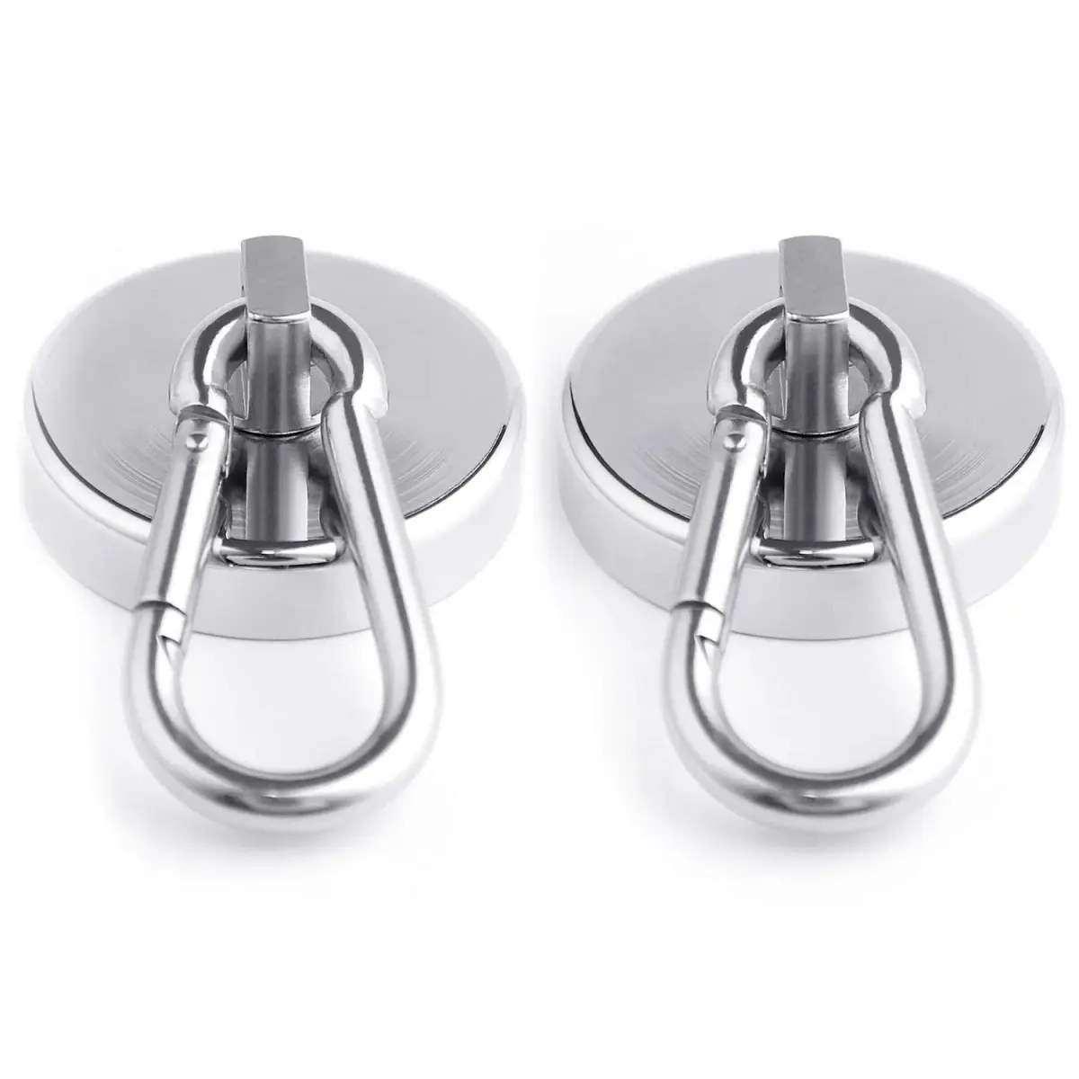 WELLZEER Magnetic Hooks 170lbs (77kg) Heavy Duty Neodymium Magnet with Carabiner - 2 Pack - main product image