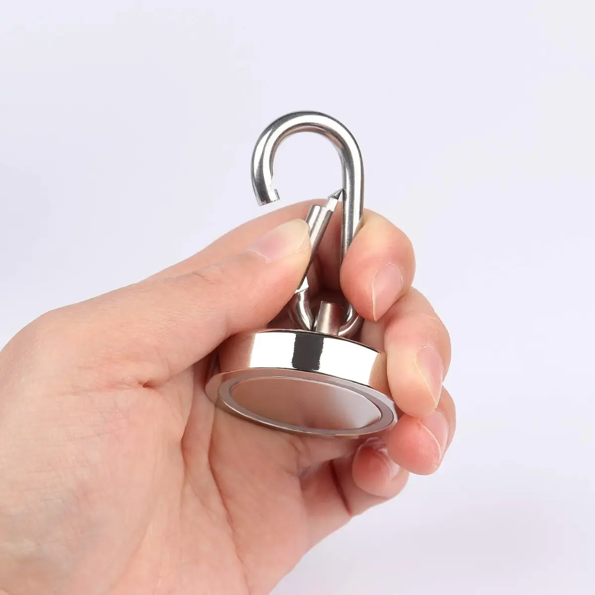 WELLZEER Magnetic Hooks 170lbs (77kg) Heavy Duty Neodymium Magnet with Carabiner - 2 Pack - view 6
