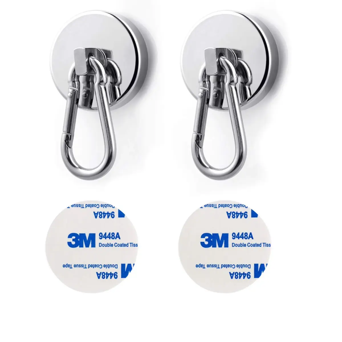 WELLZEER Magnetic Hooks 170lbs (77kg) Heavy Duty Neodymium Magnet with Carabiner - 2 Pack - view 7