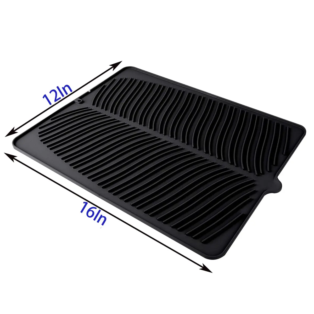 Yacee Black Silicone Dish Drying Mat 30cm (12") x 38cm (16") | Heat Resistant Countertop Protector - view 2