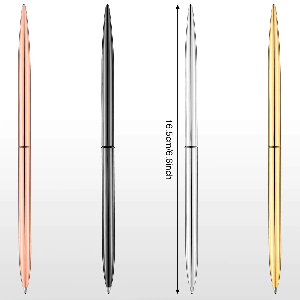 Zonon Metal Ballpoint Pen Set 8 pcs Gold, Rose Gold, Silver, Steel | Slim, Refillable, Smooth Ink - view 2