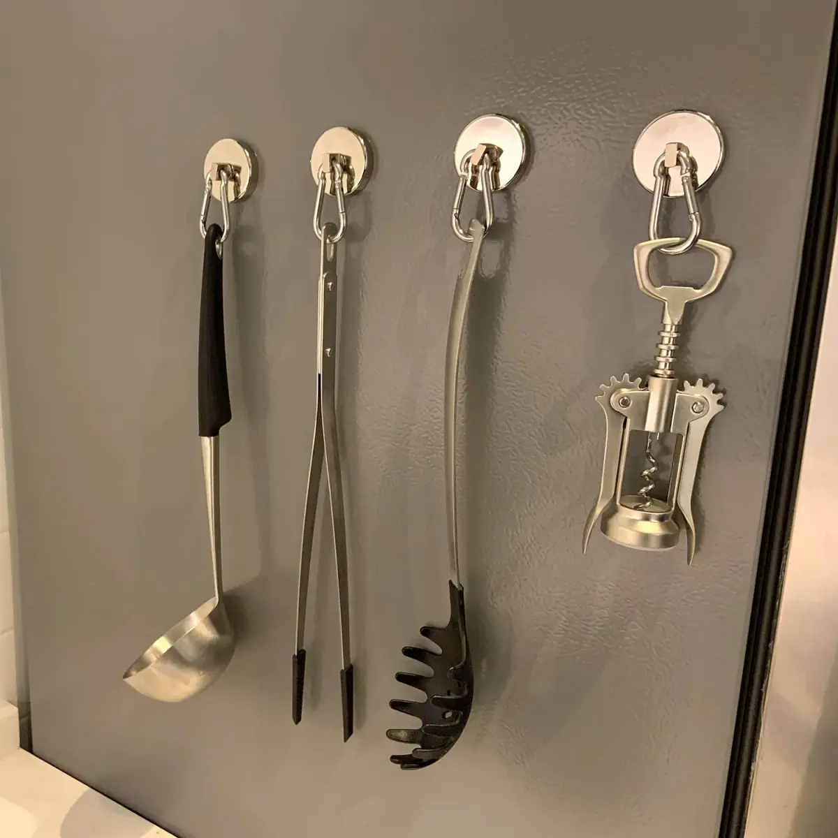 WELLZEER Heavy Duty Magnetic Hooks with Carabiner, 170 lbs Vertical Capacity | Stainless Steel, Pack of 8 - view 9