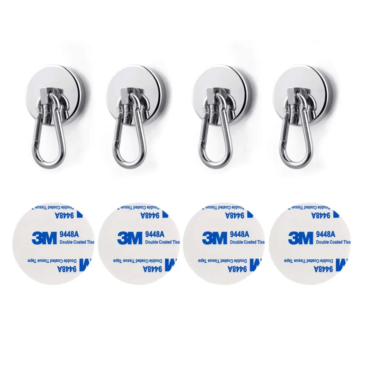 WELLZEER Heavy Duty Magnetic Hooks with Carabiner, 170 lbs Capacity, Stainless Steel, Pack of 4 | Industrial Grade for Garages & Kitchens - view 7
