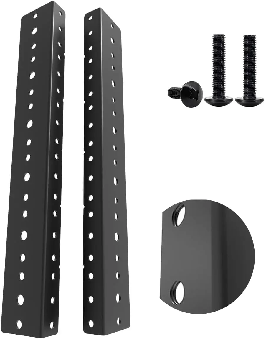 JINGCHENGMEI 6U Steel Rack Rails Kit with Hardware | Durable Cold Rolled Steel, Black Powder Coating, 6U Size, Supports Rack Mount Equipment - main product image