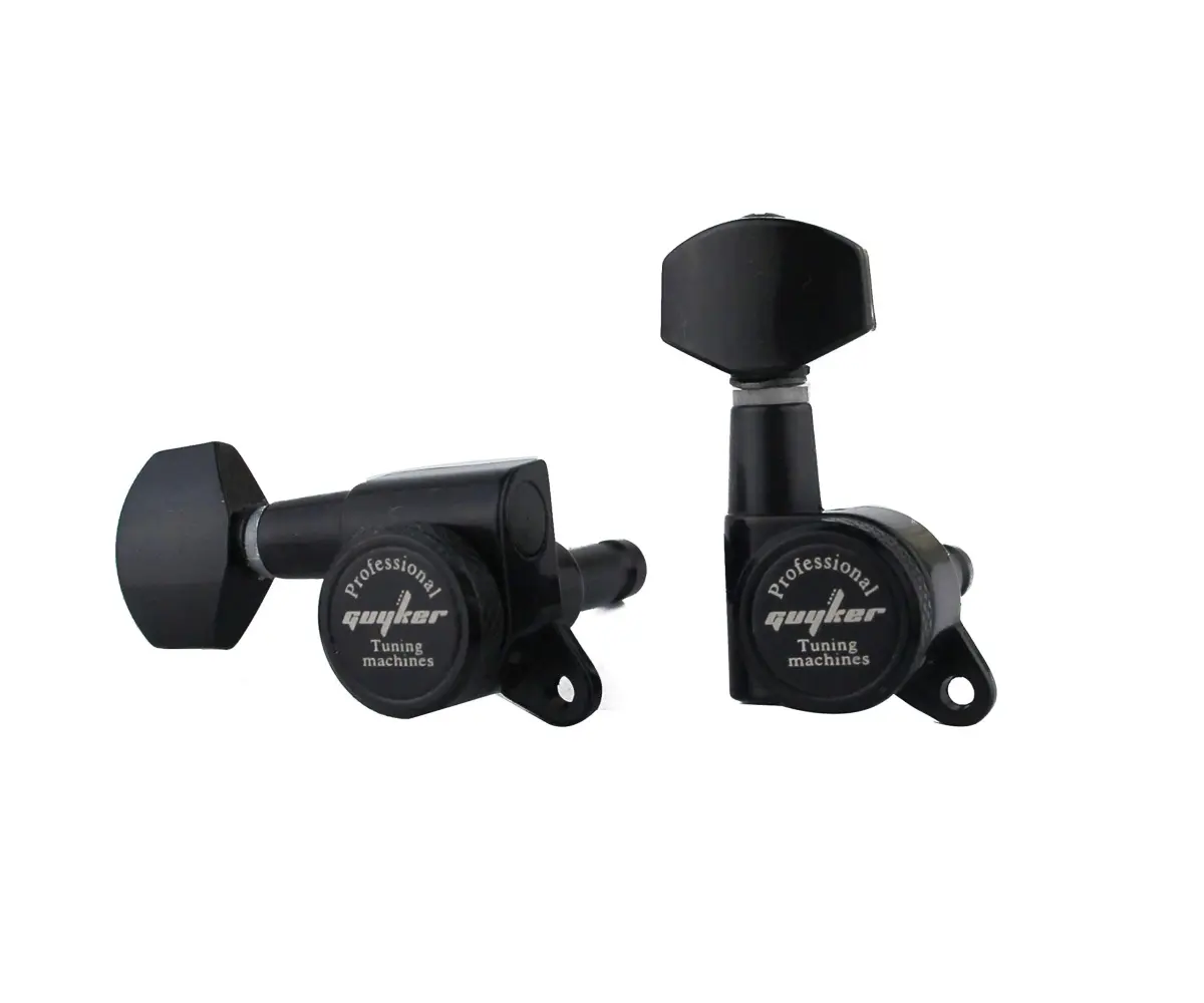 Guyker Guitar Locking Tuners (3L+3R) - 1:18 Gear Ratio, Black Hexagonal Handle | Sealed Die-Cast Metal Machine Heads for Electric/Acoustic Guitars - view 2