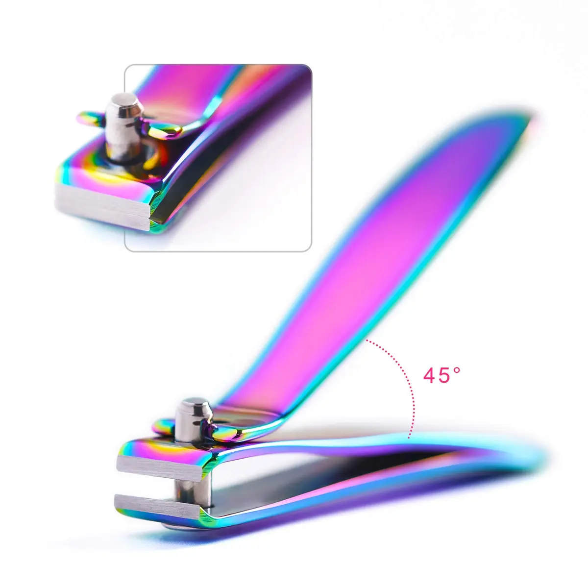 Rolabling Rainbow Stainless Steel Nail Clipper Set with Glass Nail File | Precision Fingernail & Toenail Cutters - view 6