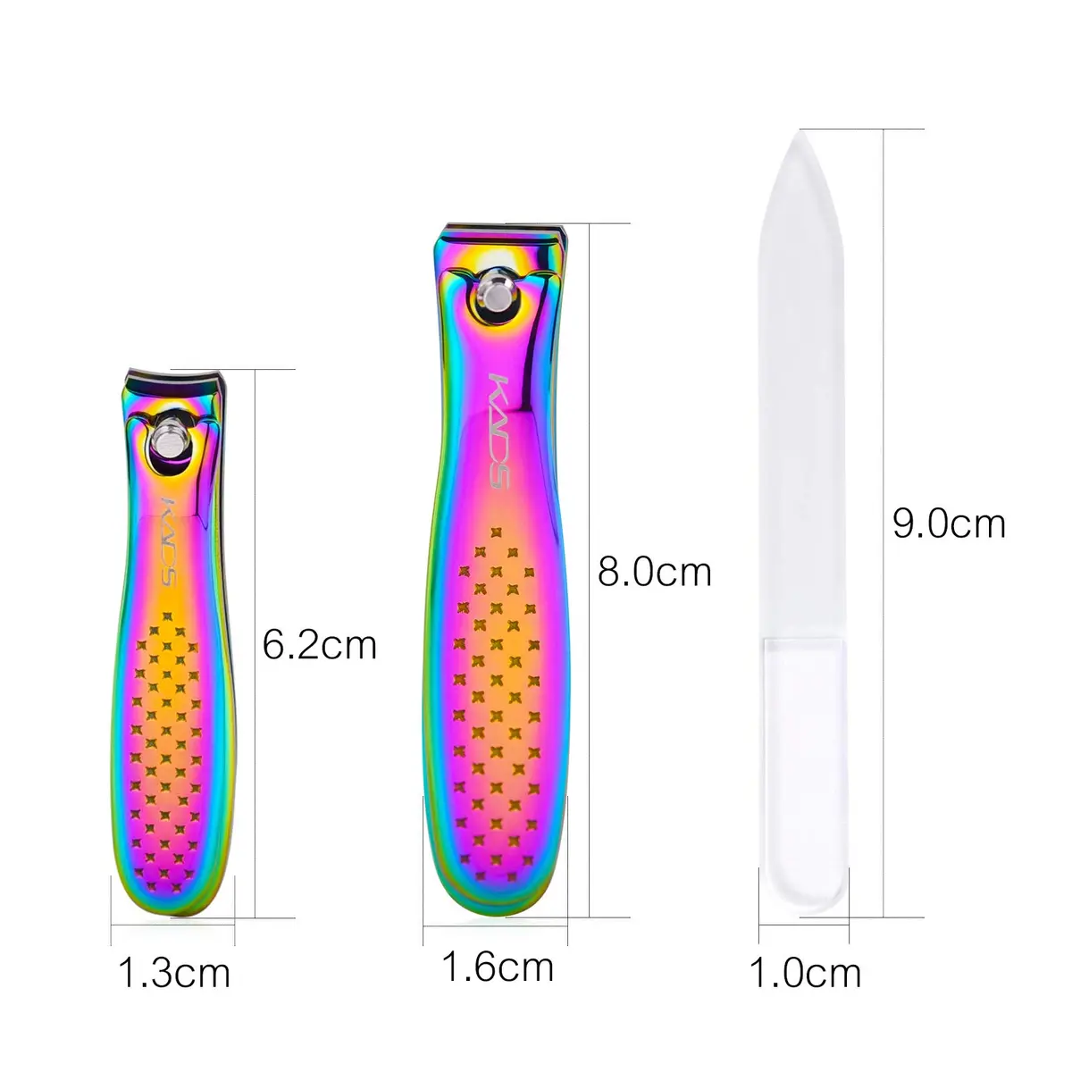 Rolabling Rainbow Stainless Steel Nail Clipper Set with Glass Nail File | Precision Fingernail & Toenail Cutters - view 3