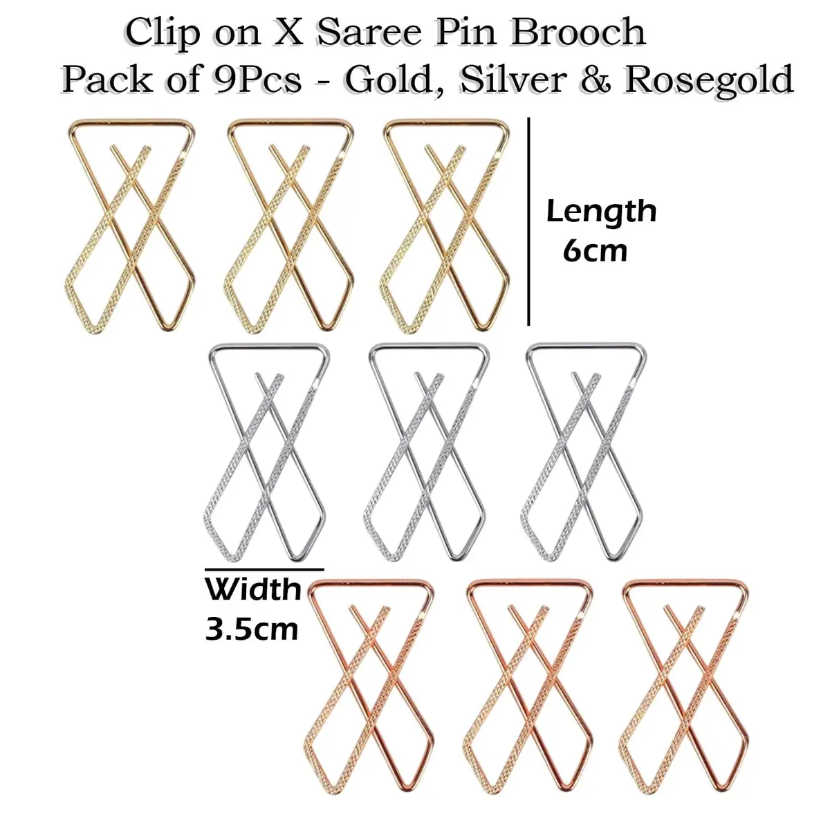 VAMA Women's Brooches & Pins For Hijab Dupatta Pallu Scrafs 9 pcs | Elegant Designer Safety Saree Pin Combo - view 3