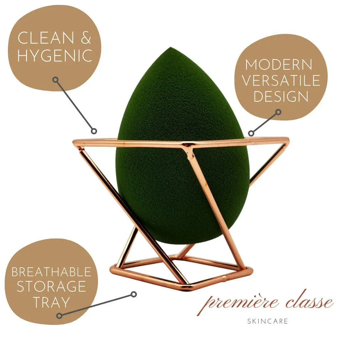 Première Classe Skincare Rose Gold Beauty Sponge Holder | Makeup Brush Organizer Rack Case - view 2