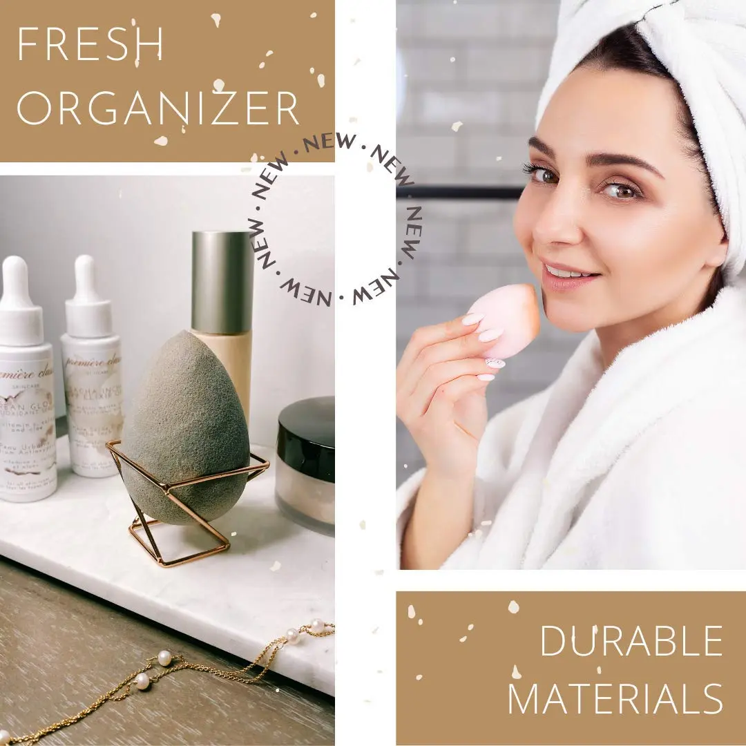 Première Classe Skincare Rose Gold Beauty Sponge Holder | Makeup Brush Organizer Rack Case - view 3