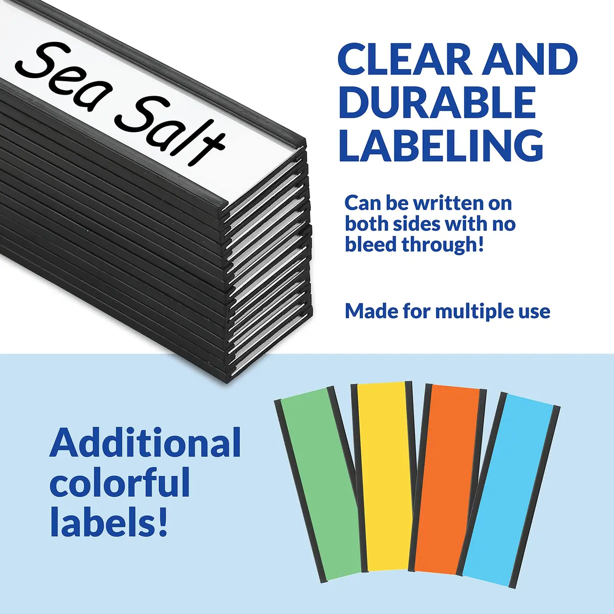 labphant "C" Channel Magnetic Label Holders 1x3 Inch, 50 Pack with 100 White & 20 Colorful Inserts | Heavy Duty Magnet for Shelving, Lockers, Whiteboards - view 5