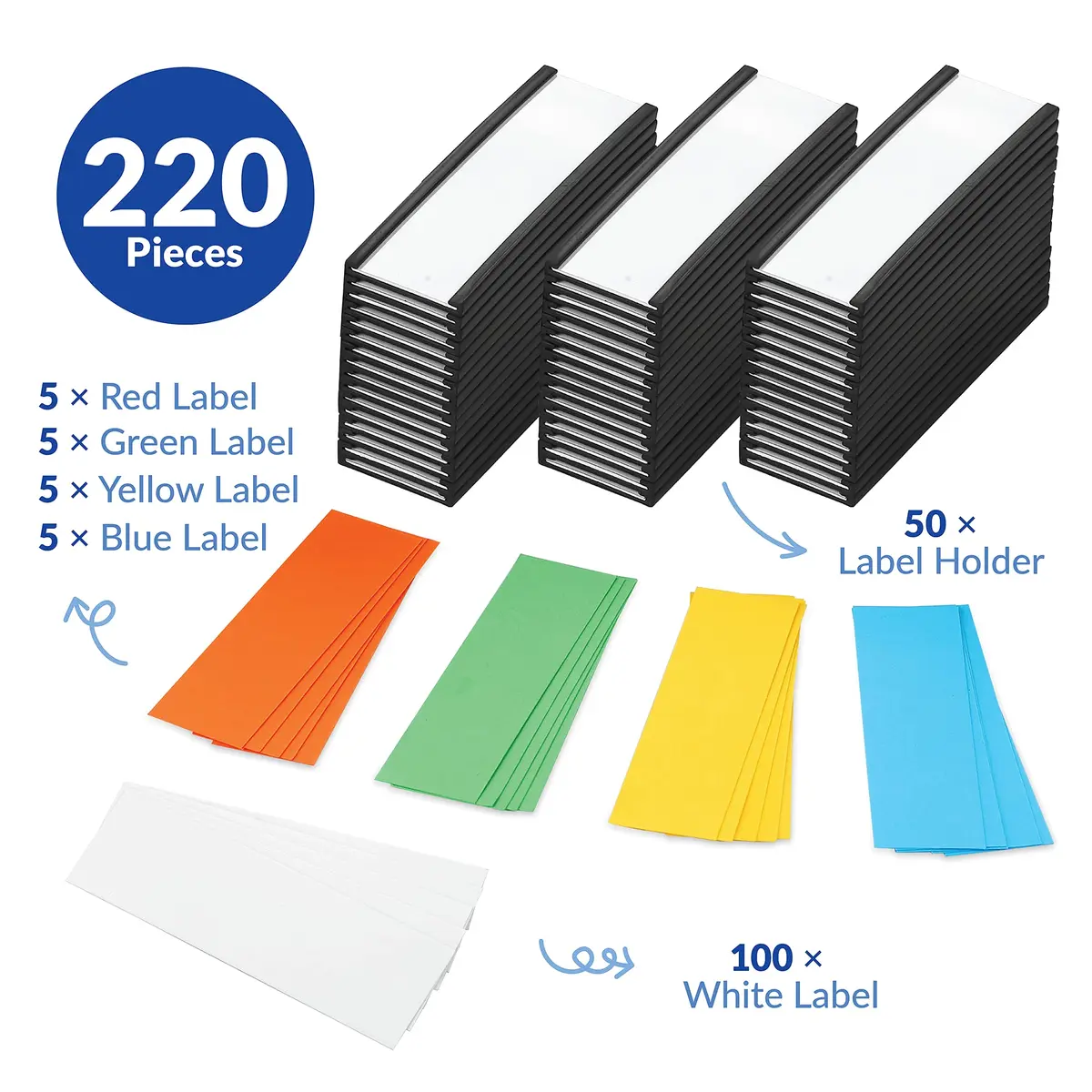 labphant "C" Channel Magnetic Label Holders 1x3 Inch, 50 Pack with 100 White & 20 Colorful Inserts | Heavy Duty Magnet for Shelving, Lockers, Whiteboards - view 6