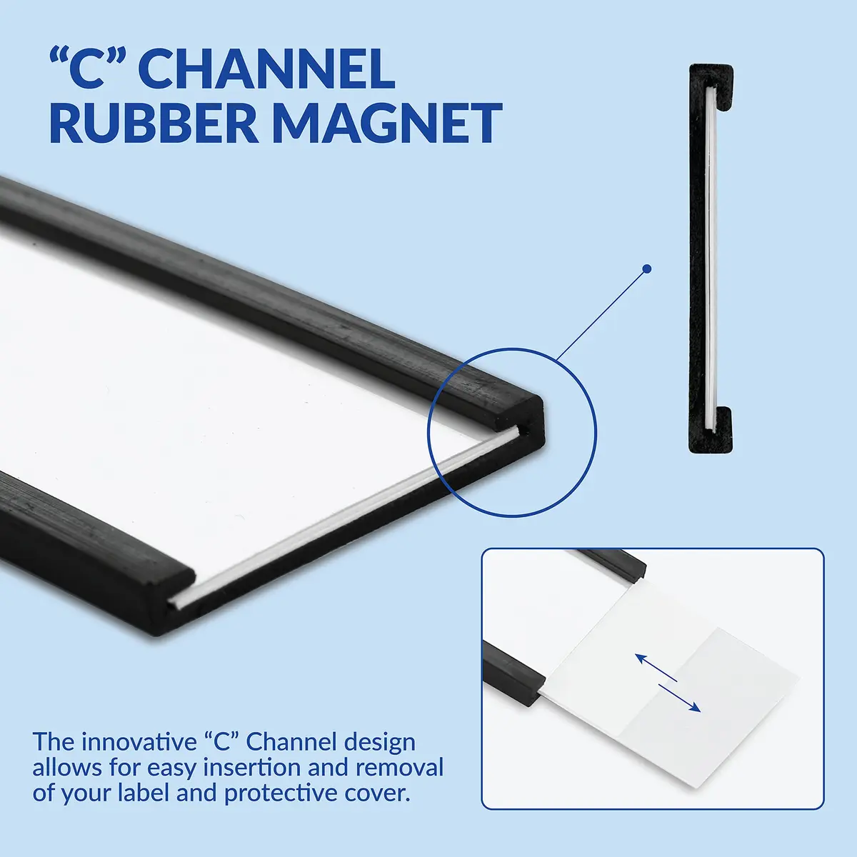 labphant "C" Channel Magnetic Label Holders 1x3 Inch, 50 Pack with 100 White & 20 Colorful Inserts | Heavy Duty Magnet for Shelving, Lockers, Whiteboards - view 7