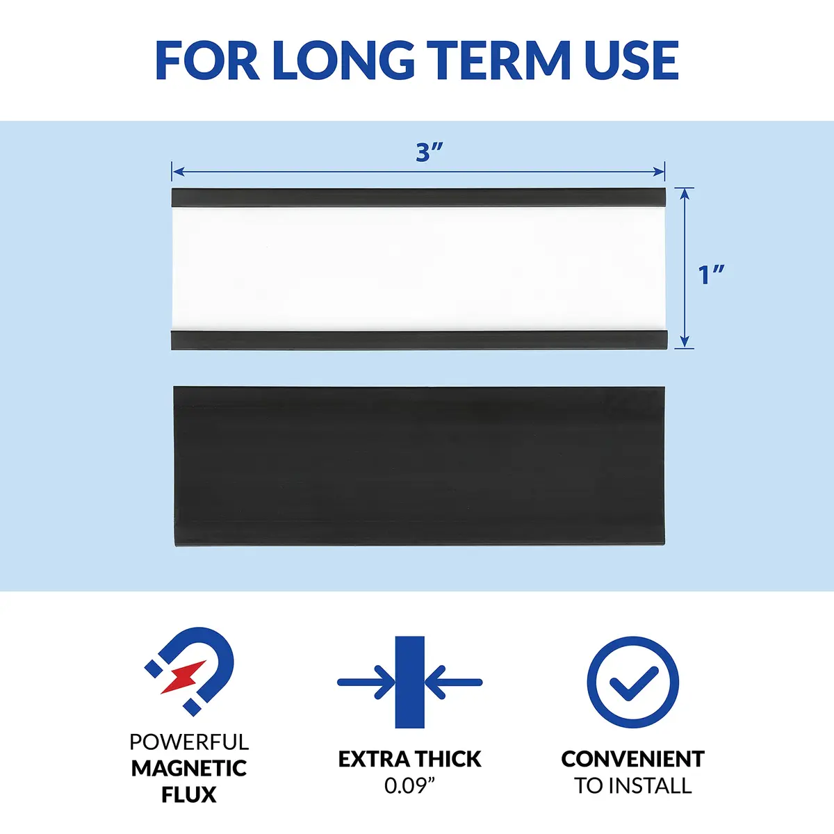 labphant "C" Channel Magnetic Label Holders 1x3 Inch, 50 Pack with 100 White & 20 Colorful Inserts | Heavy Duty Magnet for Shelving, Lockers, Whiteboards - view 3