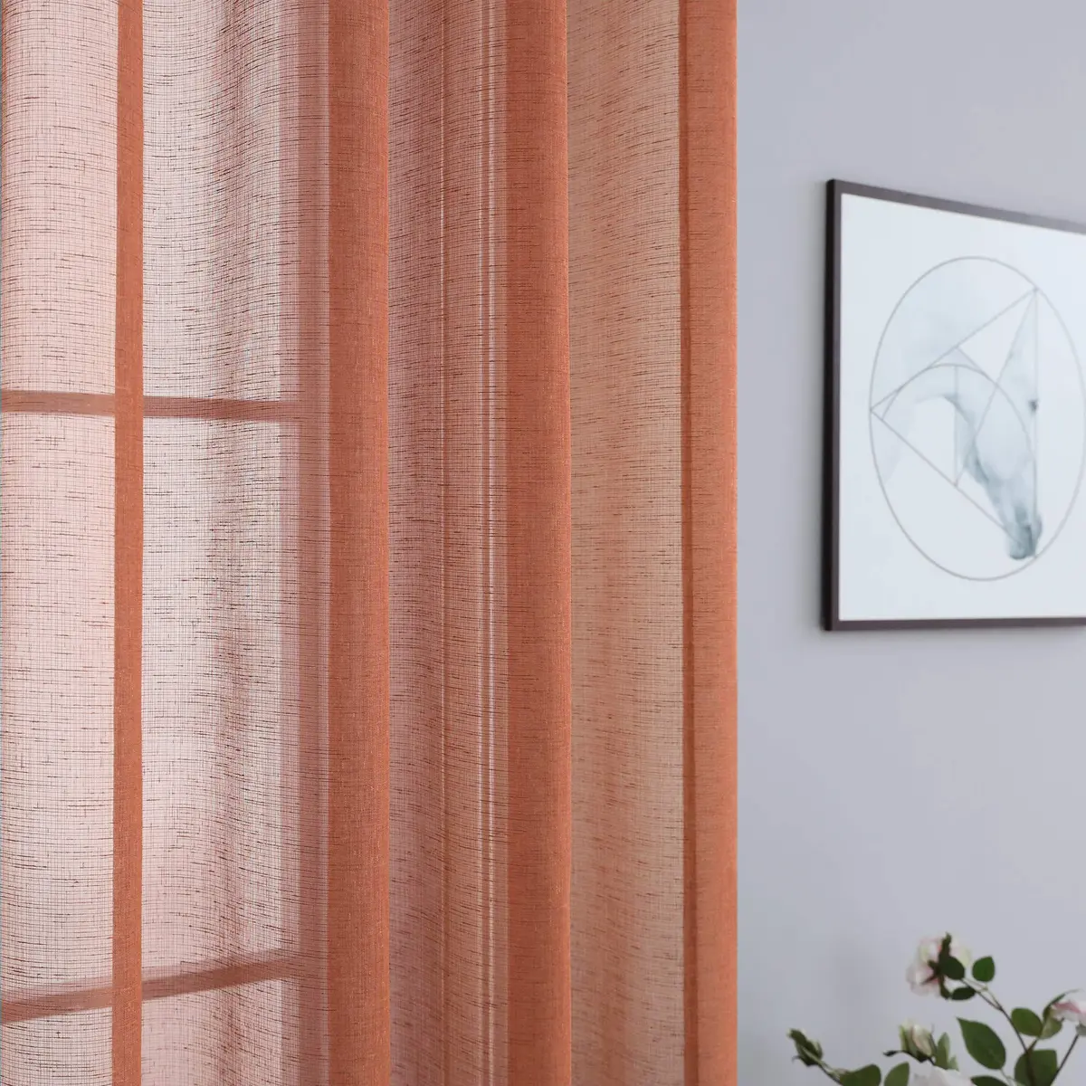 Pitalk Terracotta Curtains 52"W x 84"L | Light Filtering Semi Sheer Linen Look - view 5