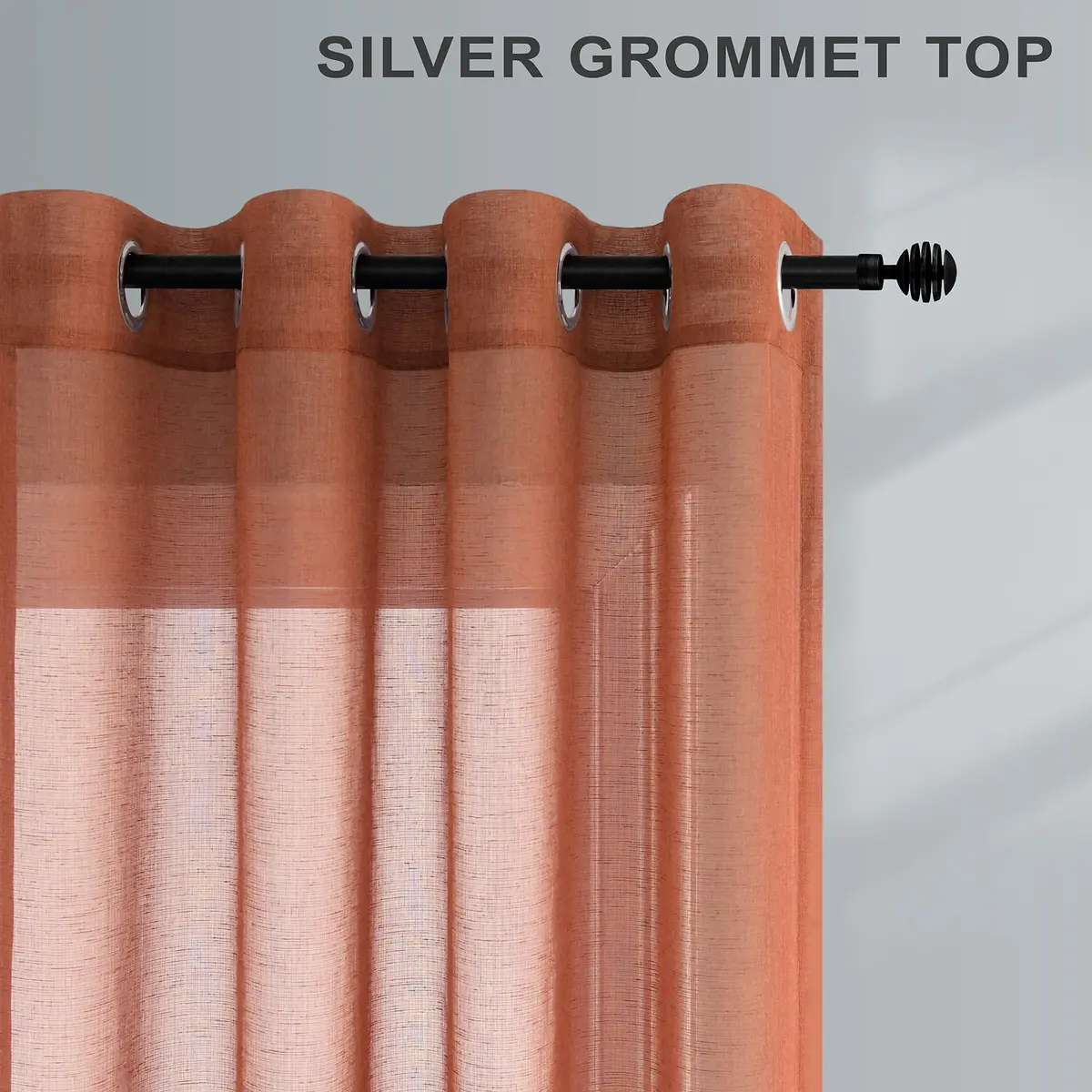 Pitalk Terracotta Curtains 52"W x 84"L | Light Filtering Semi Sheer Linen Look - view 4