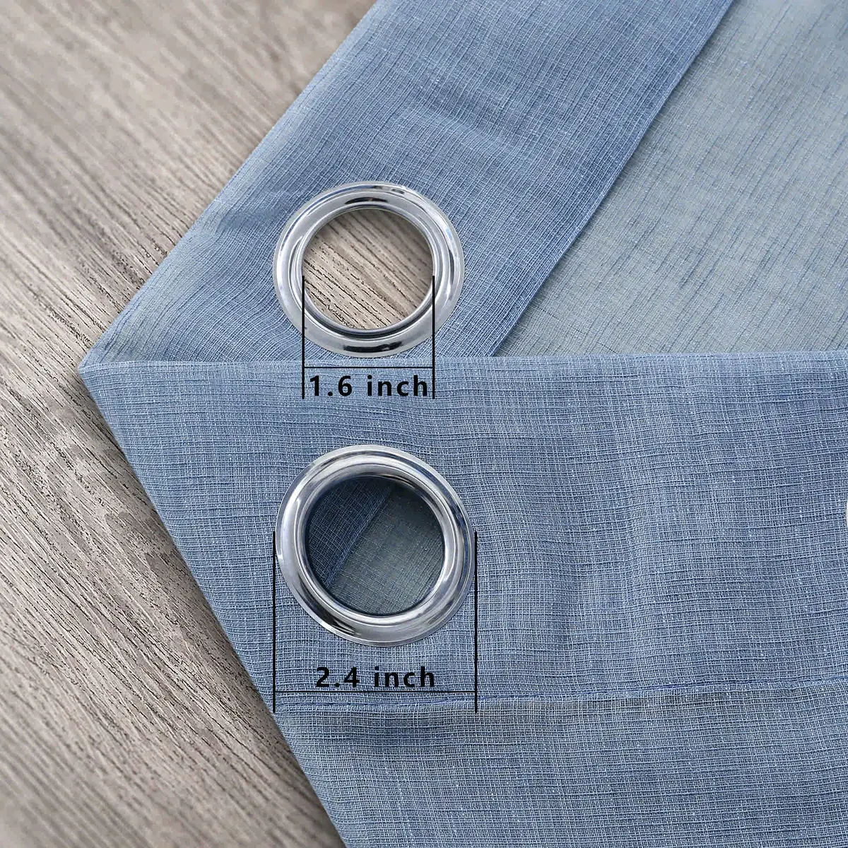 Pitalk Dusty Blue Curtains 52x84 | Linen Look Semi Sheer for Living Room & Bedroom - view 8