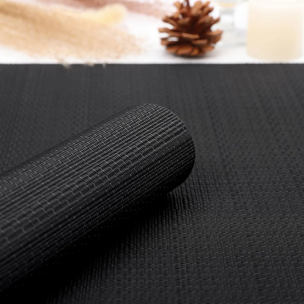 Myir JUN Black Placemats Set of 8 | Durable PVC Indoor/Outdoor Table Mats - view 5