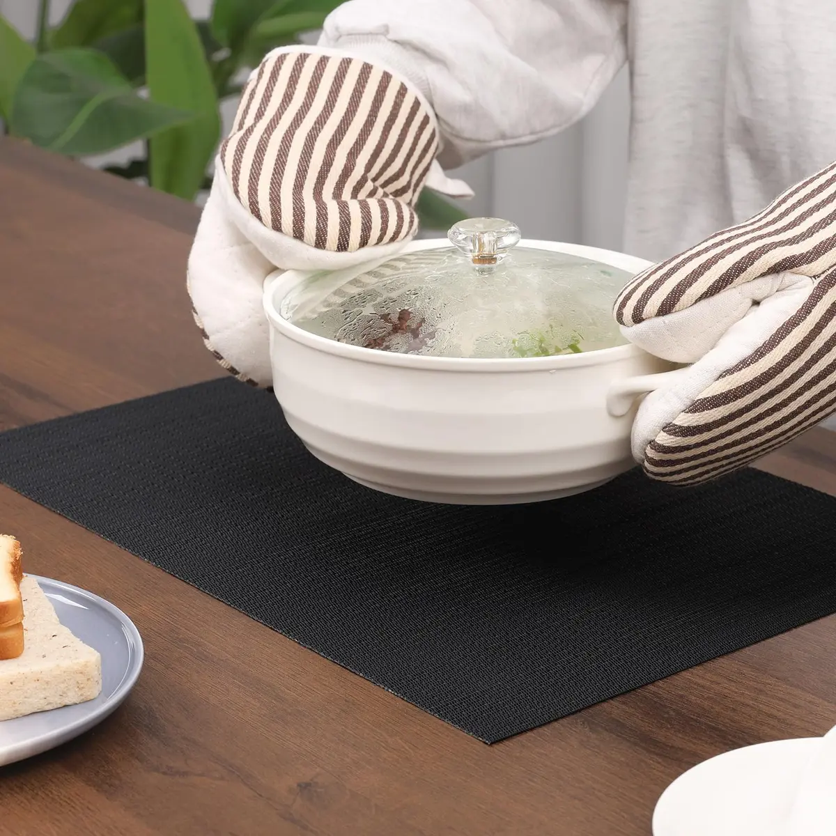 Myir JUN Black Placemats Set of 8 | Durable PVC Indoor/Outdoor Table Mats - view 3
