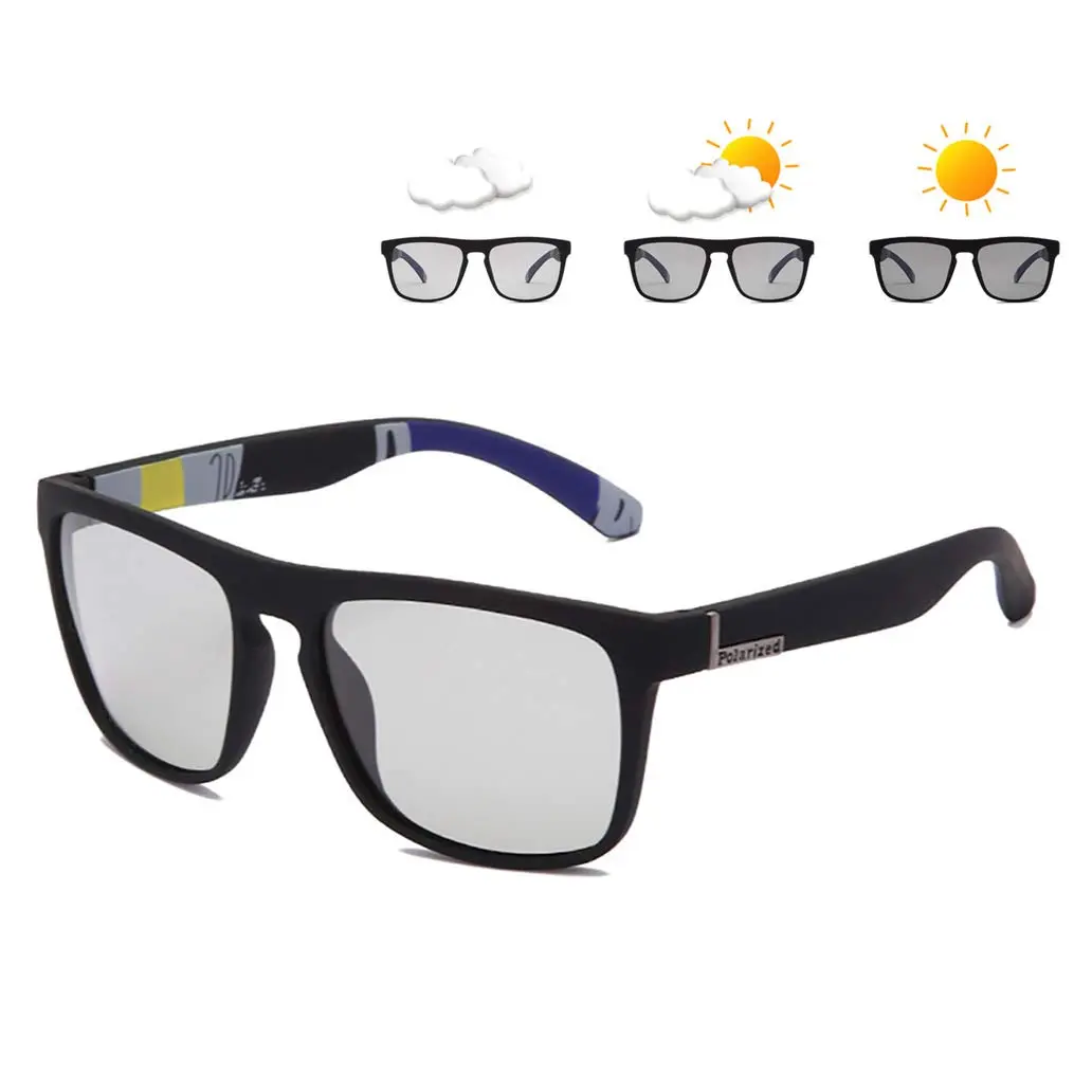 HCYCFY Photochromic Polarized Driving Sunglasses Square Matte Frame UV Protection Glasses (Black Frame/Photochromic Lens) - main product image