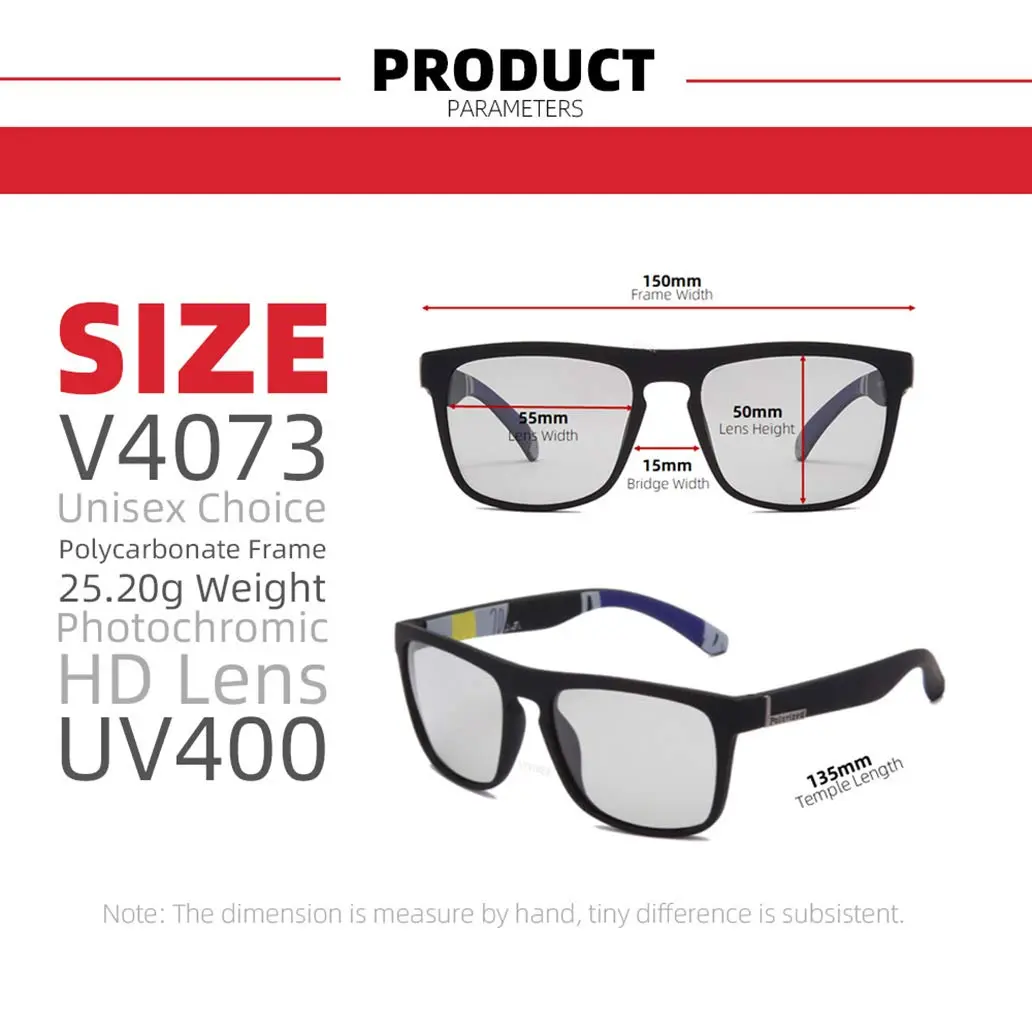 HCYCFY Photochromic Polarized Driving Sunglasses Square Matte Frame UV Protection Glasses (Black Frame/Photochromic Lens) - view 4