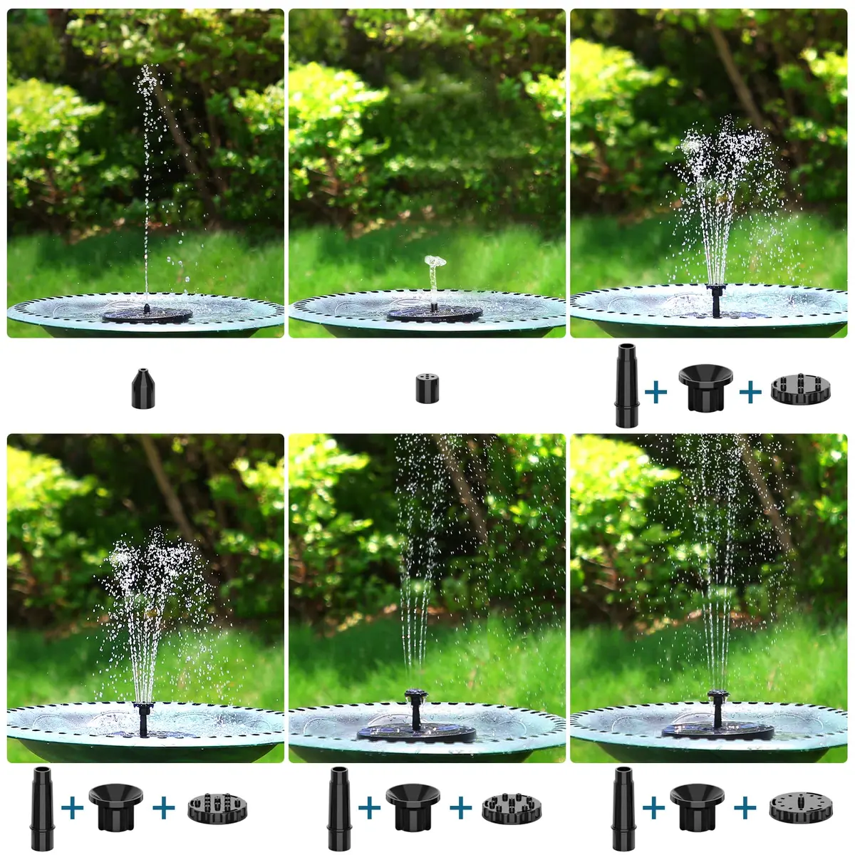 AISITIN 3.5W Solar Fountain with 6 Nozzles & 4 Fixer | Floating Outdoor Water Pump for Bird Baths, Gardens, Ponds - view 3