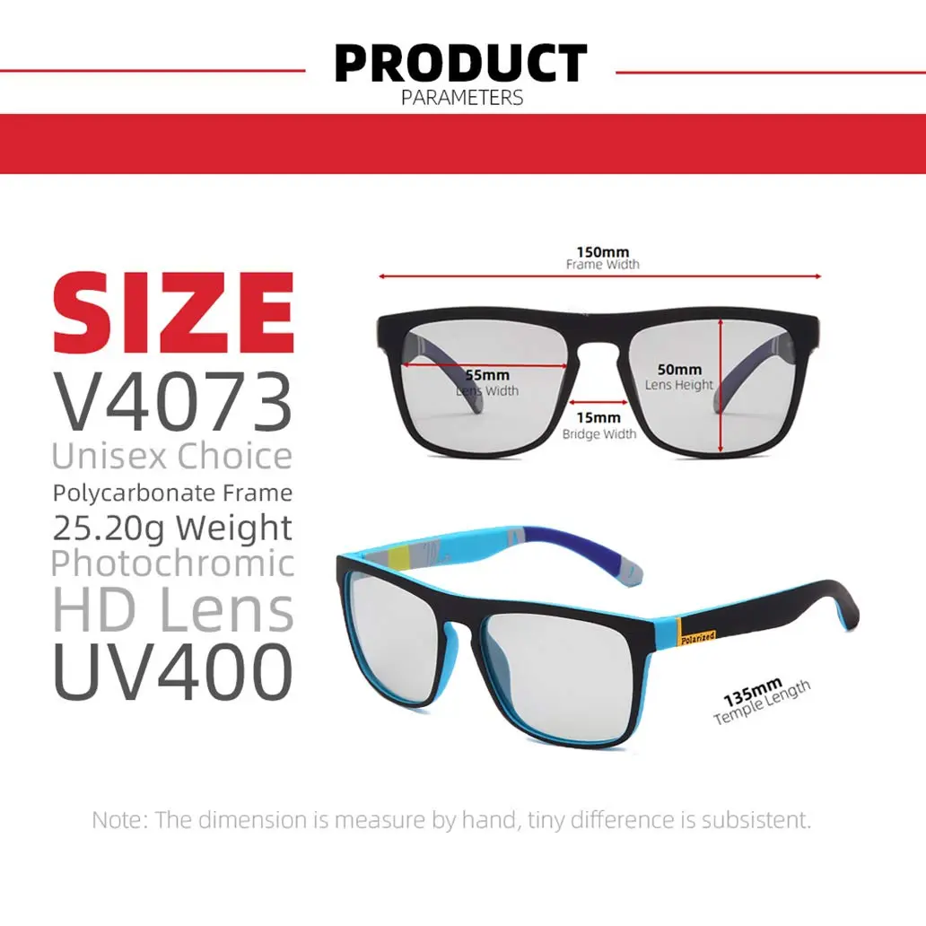 HCYCFY Photochromic Polarized Sunglasses for Men | Square Matte Frame, Blue Lens, UV Protection - view 4