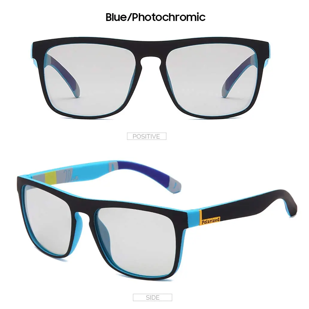 HCYCFY Photochromic Polarized Sunglasses for Men | Square Matte Frame, Blue Lens, UV Protection - view 6
