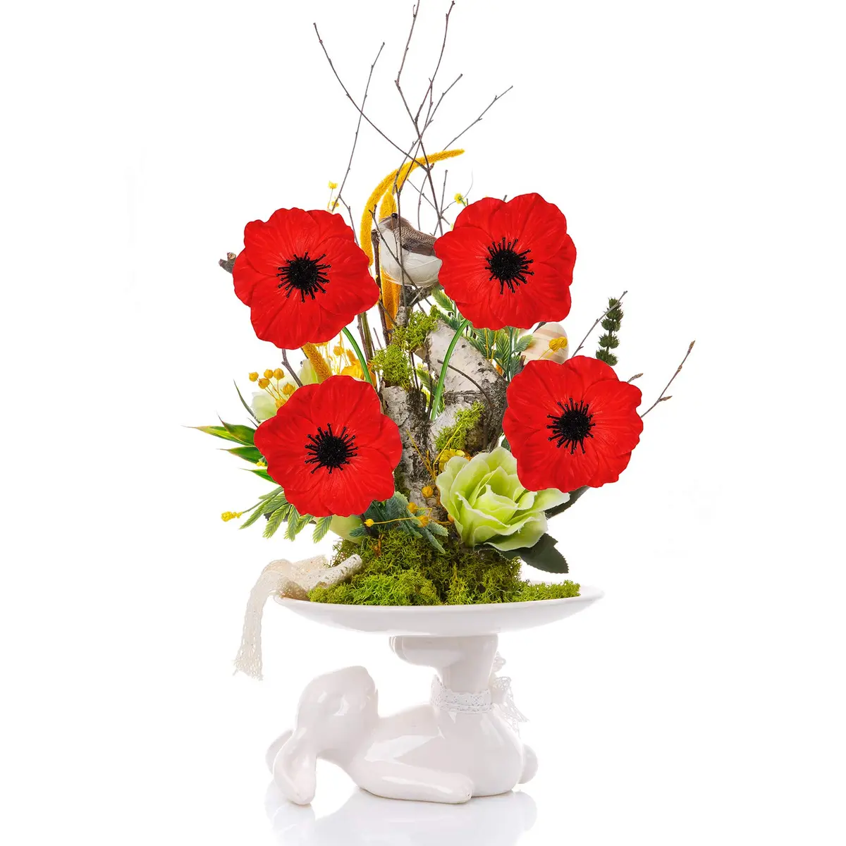 Winlyn 24 pcs Artificial Red Flower Stems PU Real Touch Flowers 29.5 cm (11.6") Tall | Realistic Red Blooms for Weddings - view 7