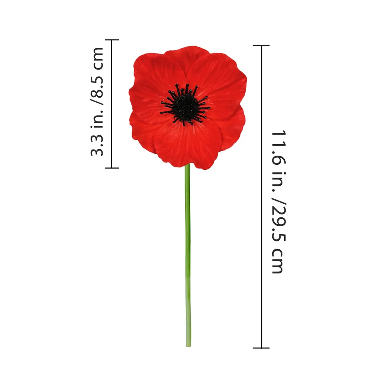 Winlyn 24 pcs Artificial Red Flower Stems PU Real Touch Flowers 29.5 cm (11.6") Tall | Realistic Red Blooms for Weddings - view 3