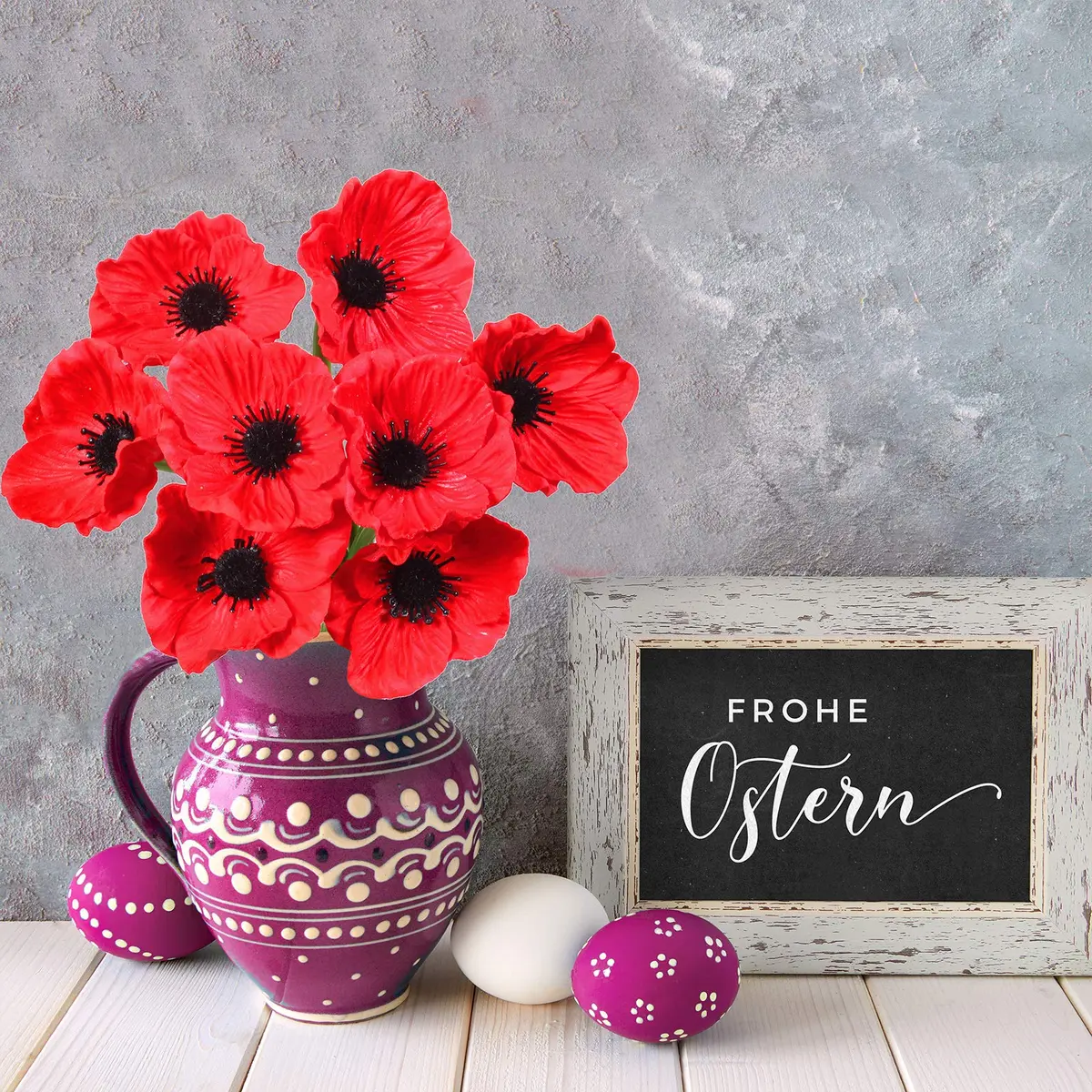 Winlyn 24 pcs Artificial Red Flower Stems PU Real Touch Flowers 29.5 cm (11.6") Tall | Realistic Red Blooms for Weddings - view 4