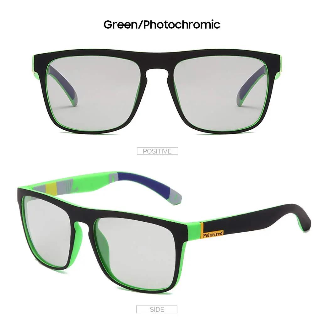 HCYCFY Photochromic Polarized Sunglasses Men Square Matte Frame Eyewear 65mm (2.56in) | Adaptive UV Protection for Cycling - view 6