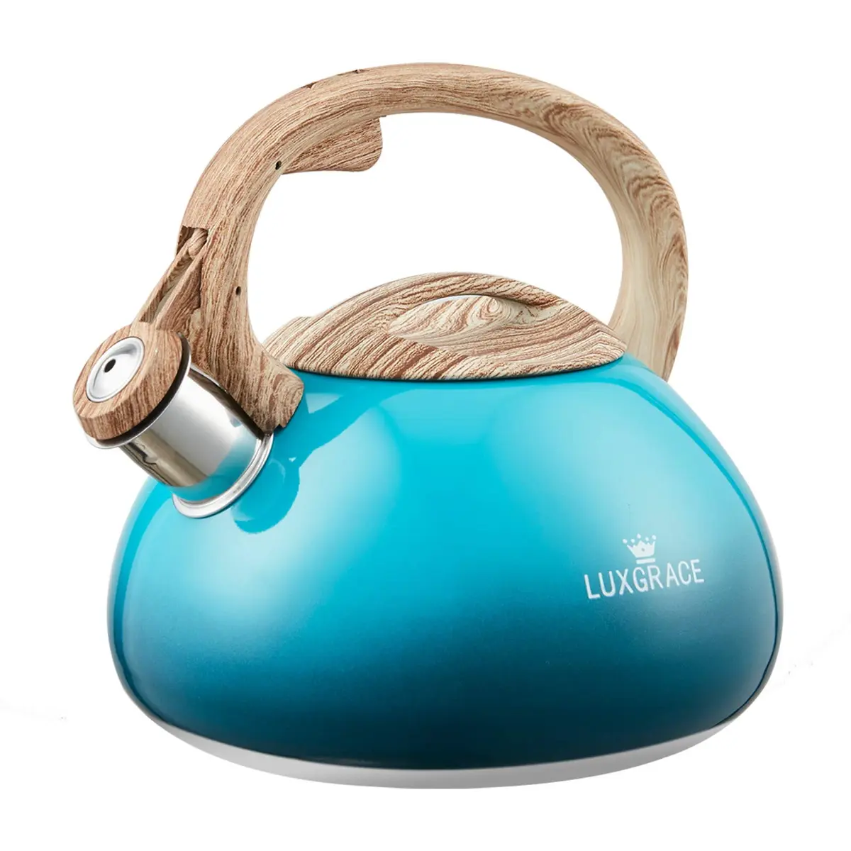 LUXGRACE 2.2 Quarts Stainless Steel Whistling Tea Kettle Blue | Food Grade, Induction Compatible - main product image