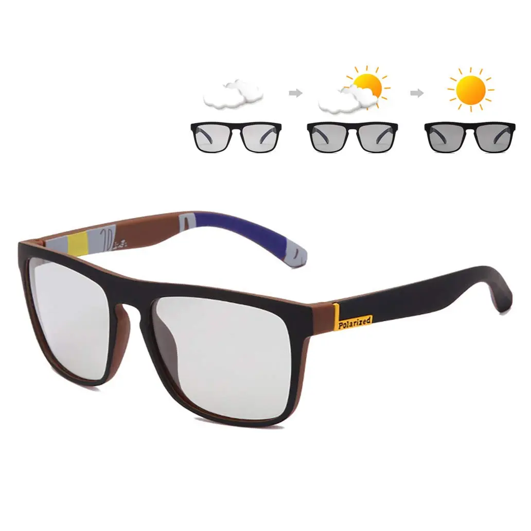 HCYCFY Photochromic Polarized Driving Sunglasses Square Matte Frame 65mm (2.56in) | Adaptive Tint for All-Day Clarity - main product image